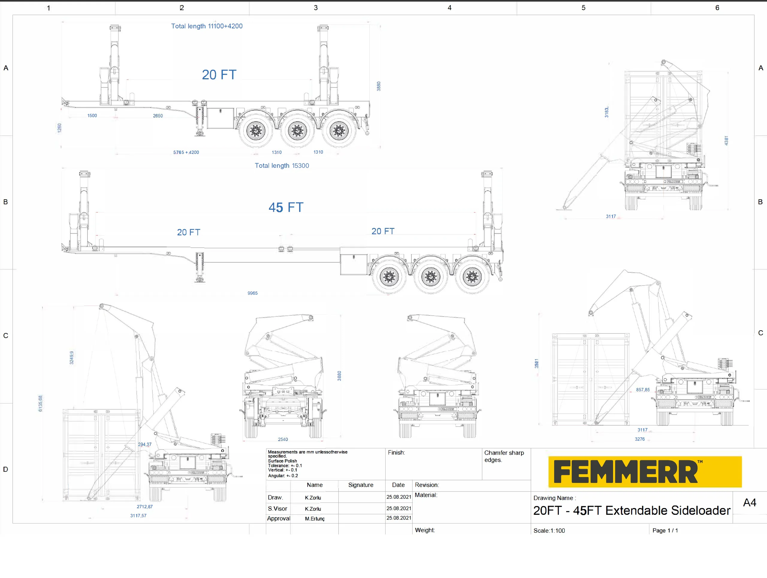 Chasis fijo o extensible con zonas reforzadas de montaje de grúas — STU Trailers
